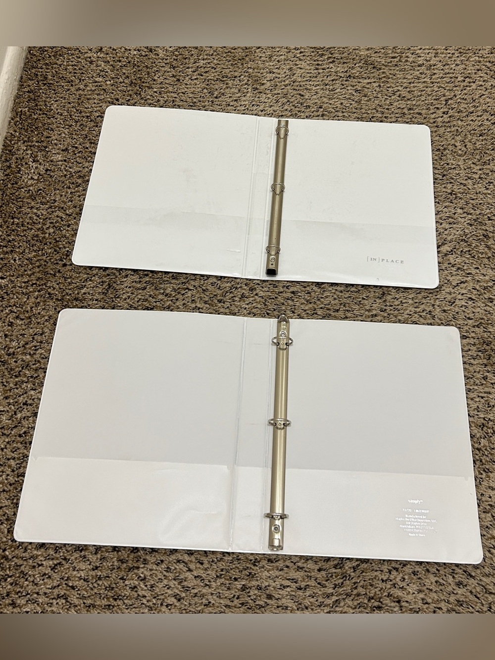 White 3-Ring Binders Clear Front & Back Outer Sleeves, Inside Pockets